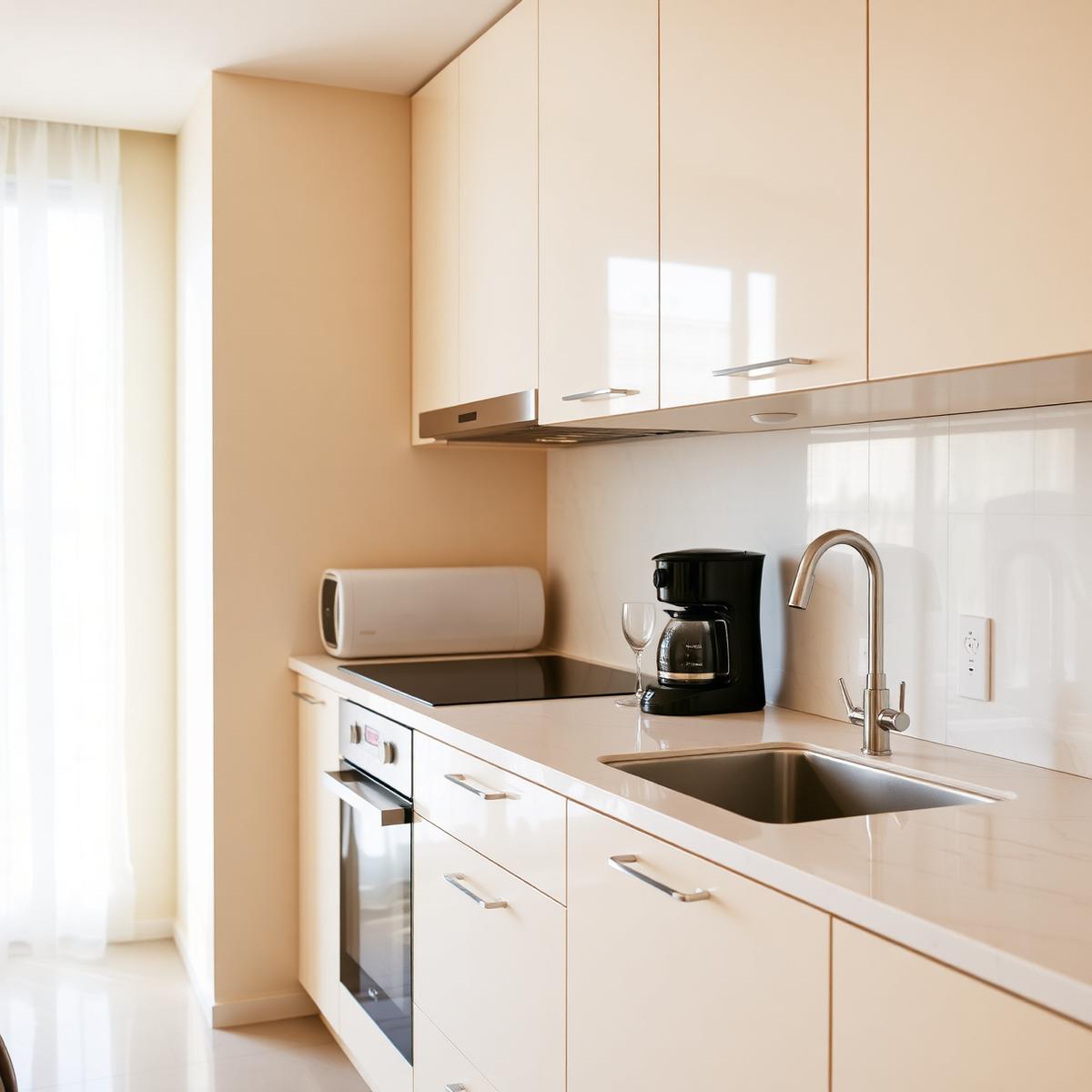 Modern kitchen with coffee setup
